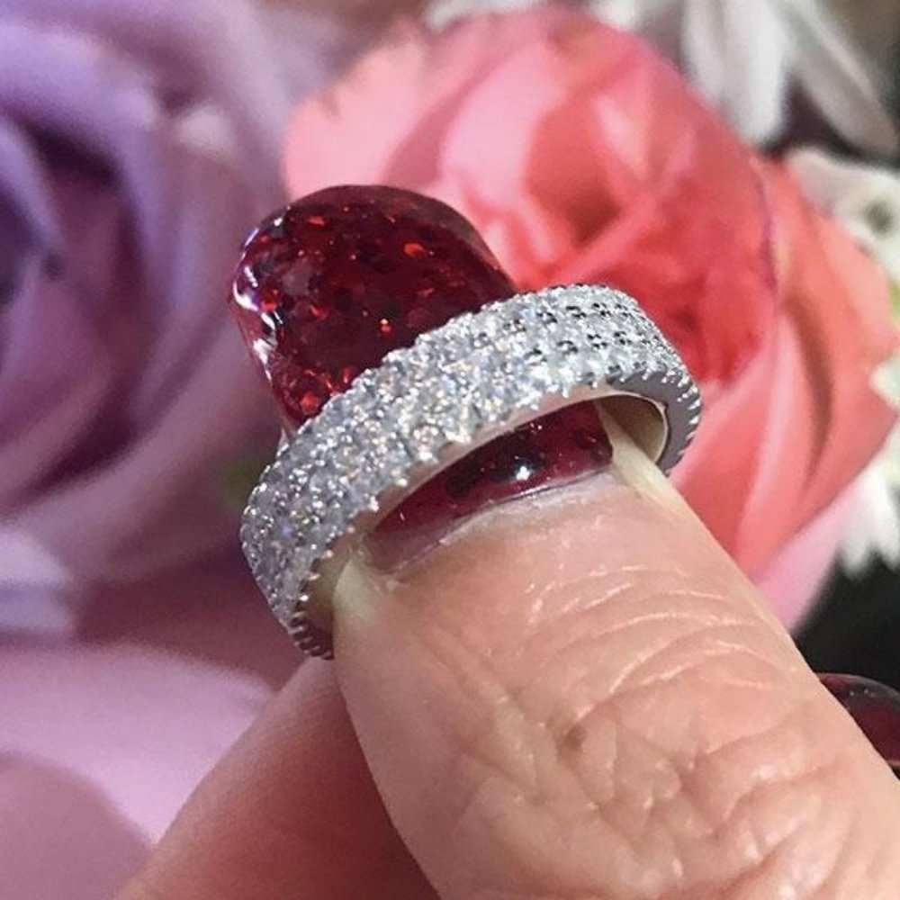 *NEW 925 Silver Diamond Triple Full Eternity Ring - Picture 2 of 7
